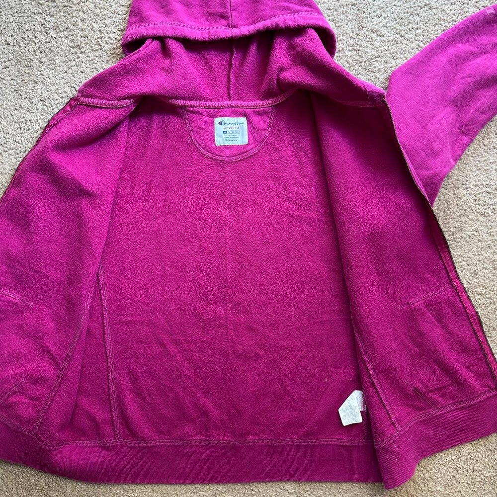 Champion Sweatshirt Womens XL Full Zip Hoodie Pink Long Sleeve Authentic - Picture 3 of 12
